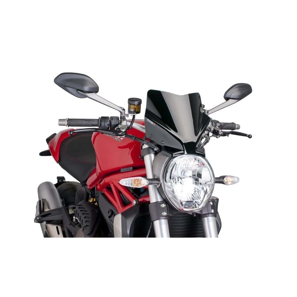 Puig New Generation Sport Screen Compatible With Ducati Monster 797/821/1200/R/S (Black)