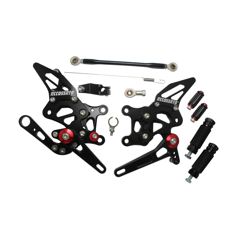 Accossato Adjustable Rearsets for Aprilia RSV4 2009 - 2019 red