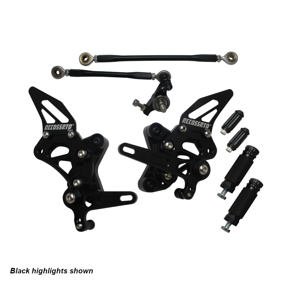 Accossato Adjustable Rearsets for Ducati 848 1098R 1198 red