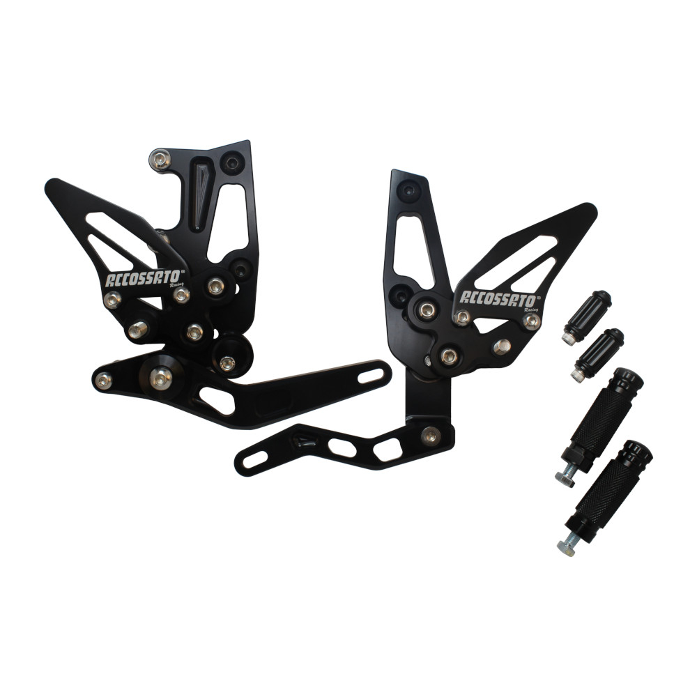 Accossato Adjustable Rearsets for Triumph Speed Triple 1050 2011 - 2014 black