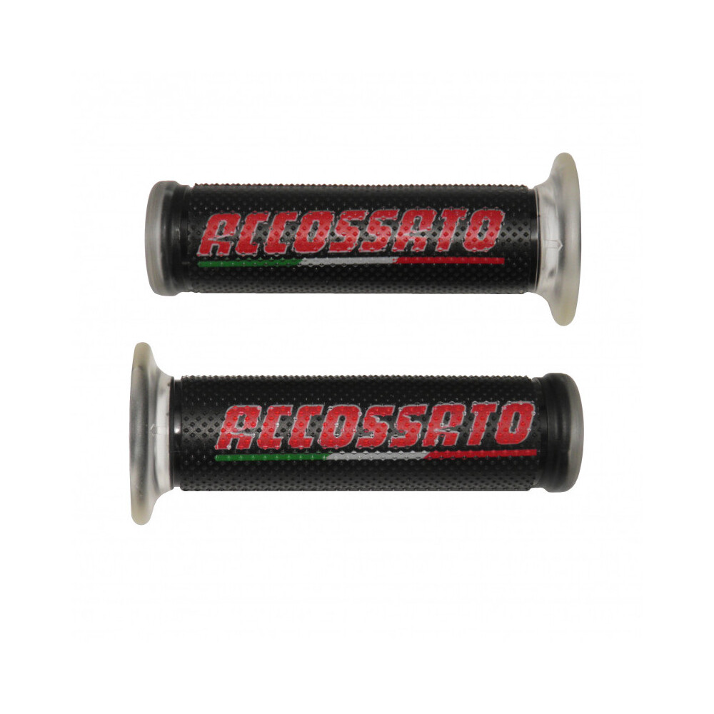 Accossato Pair of Classic Racing Grips with Red Logo open end