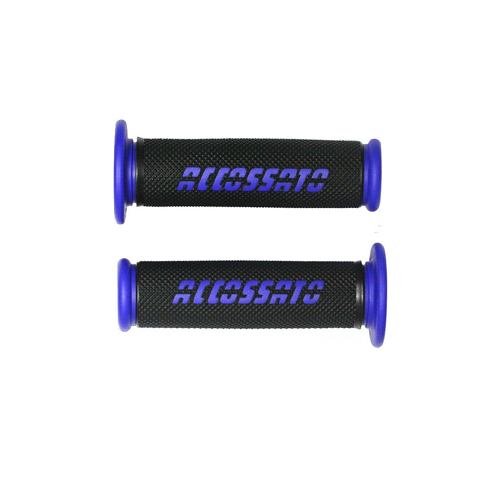 Accossato Pair of Two Tone Racing Grips in Medium Rubber with Logo closed end blue