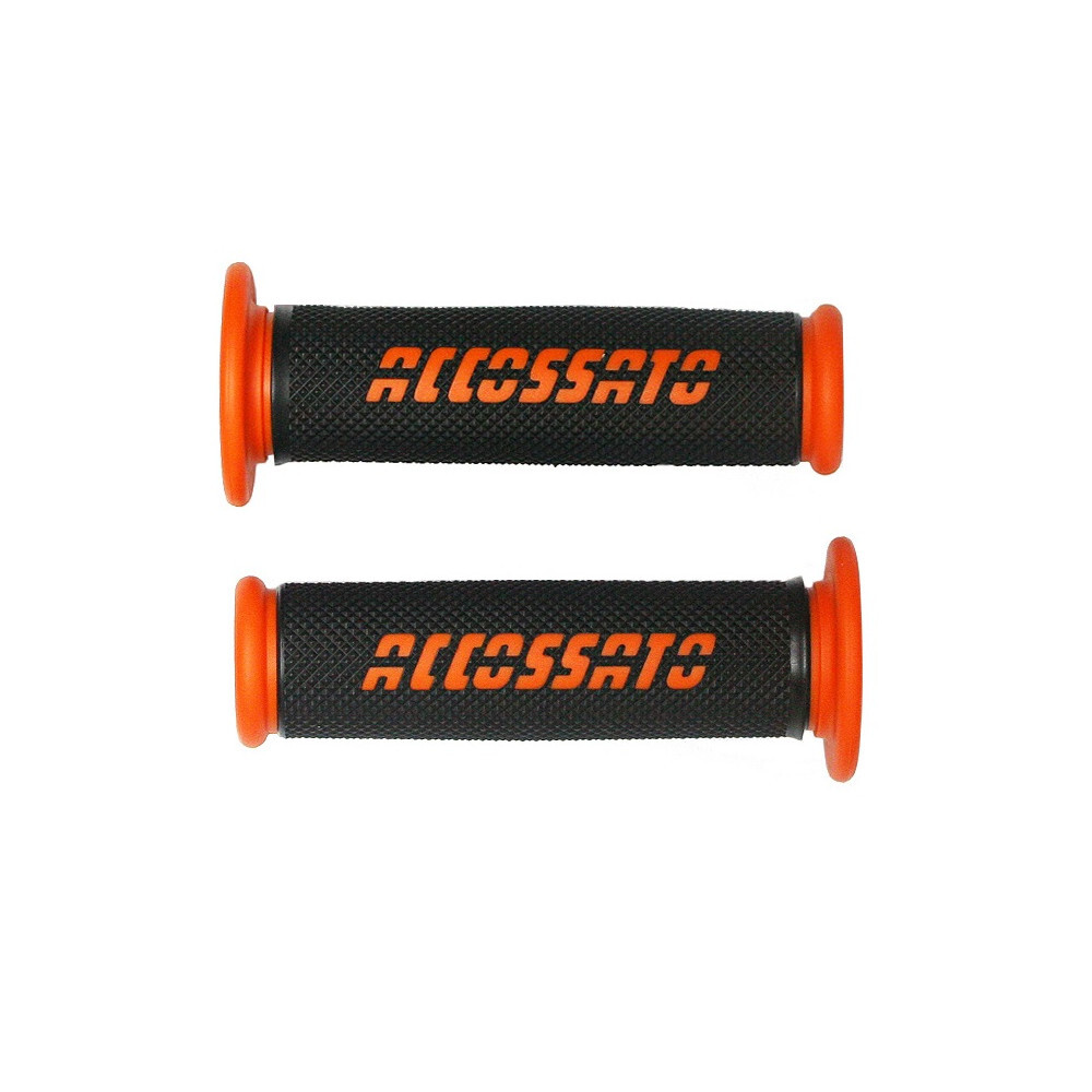 Accossato Pair of Two Tone Racing Grips in Medium Rubber with Logo closed end orange