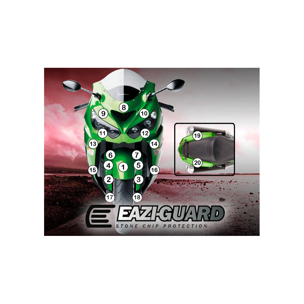 Eazi-Guard Paint Protection Film for Kawasaki ZX-14R  gloss